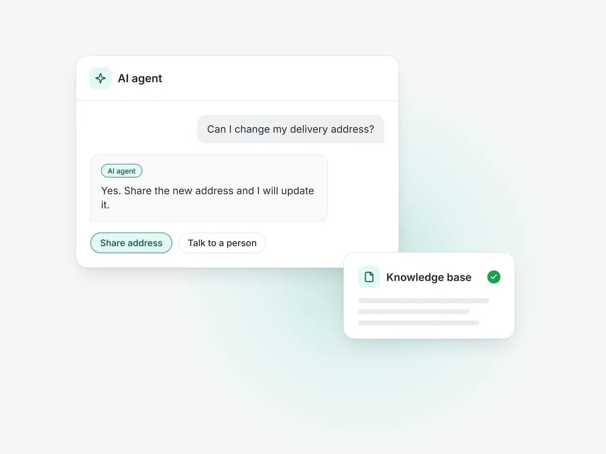 Illustration: an AI chat agent answering a customer question