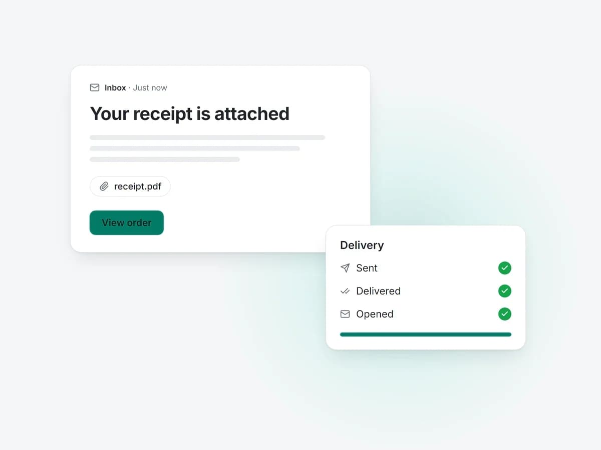 Illustration: a transactional email with delivery and open stats