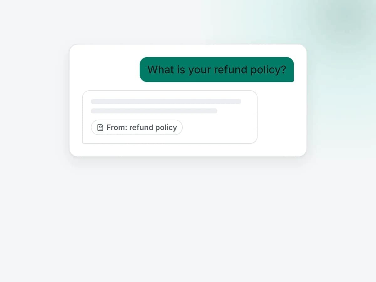Illustration: a support question and an answer with a document chip
